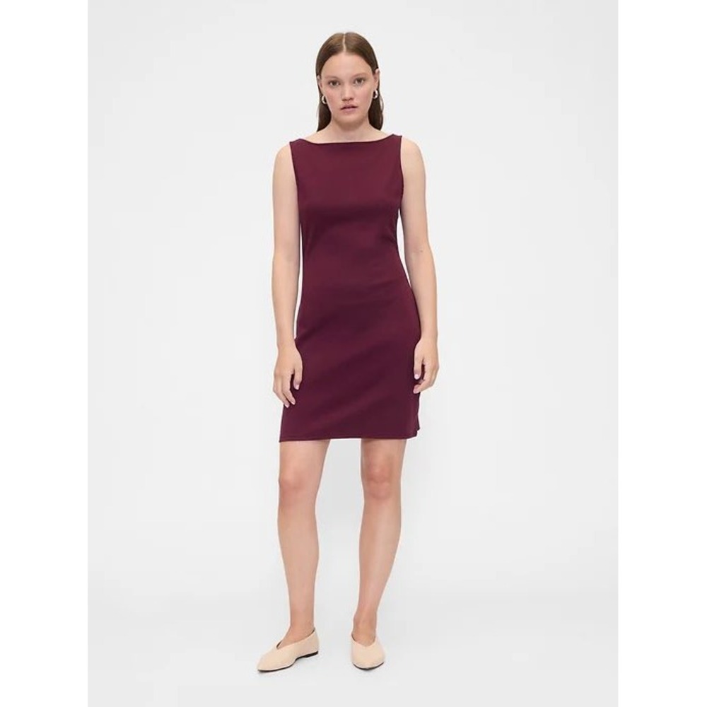 NWT‎ Gap Sleeveless Boatneck Mini Dress L Tank Stretch Minimalist Capsule Basic